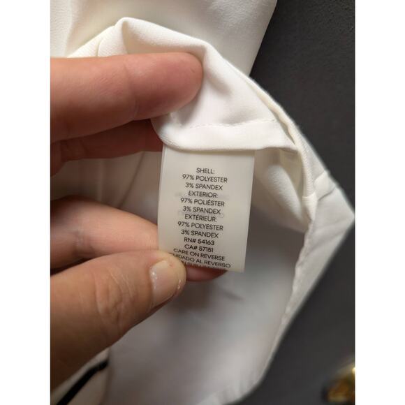 Calvin Klein Chiffon tunic top SMALL white black trim Sleeveless casual NWT - Picture 3 of 4